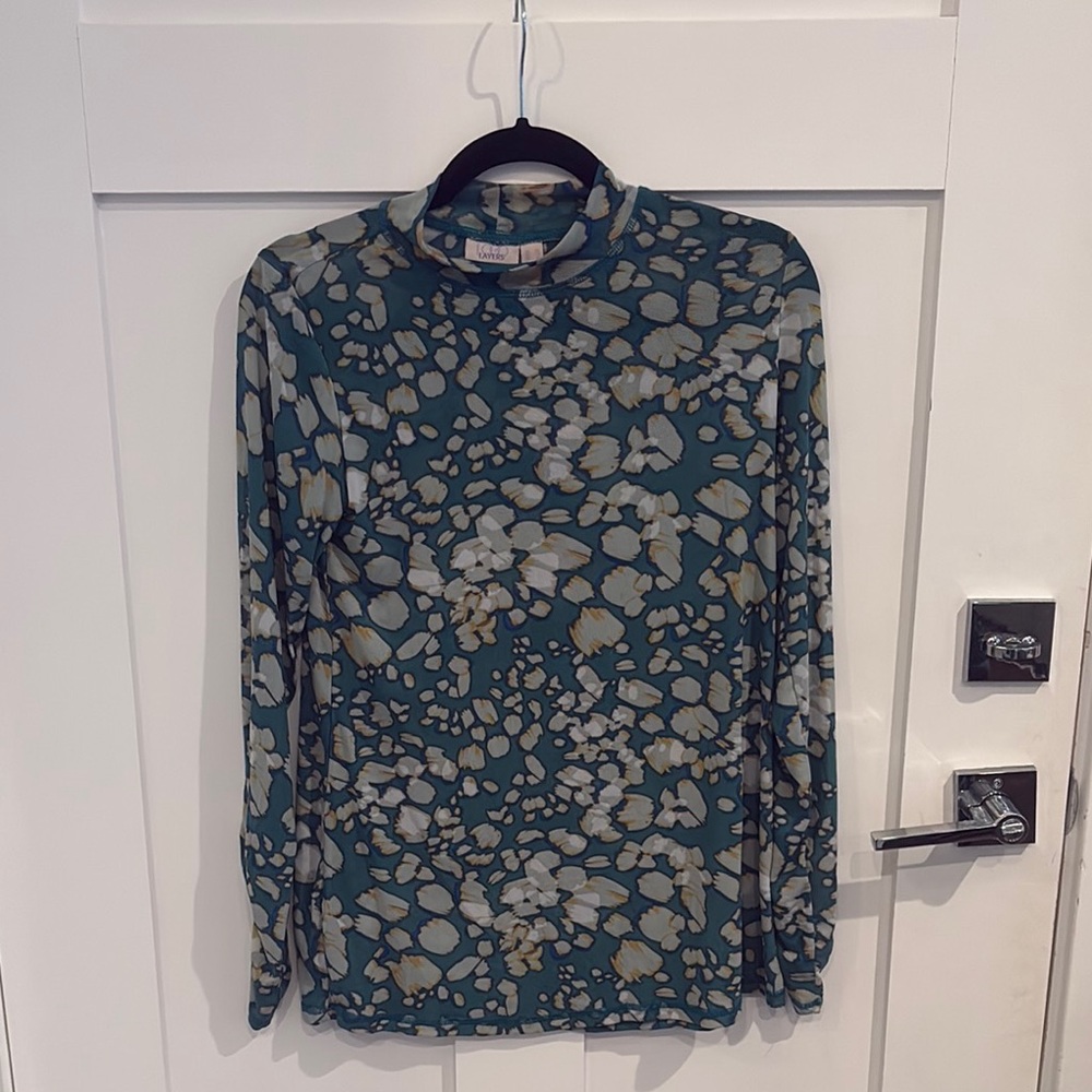 Floral Long Sleeve Top - Green and Cream